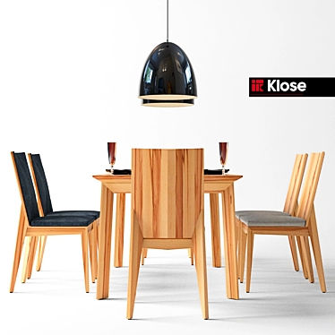 Klose K9 - Stylish and Solid Wood Dining Set 3D model image 1 