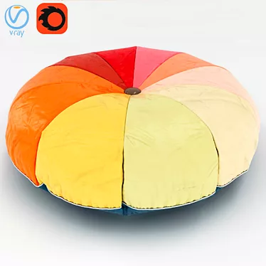 Padded Pouf Stool 3D model image 1 