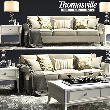 Elegant Tawny Sofa Set 3D model image 1 