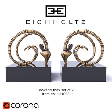 Elegant Ibex Bookend Set 3D model image 1 