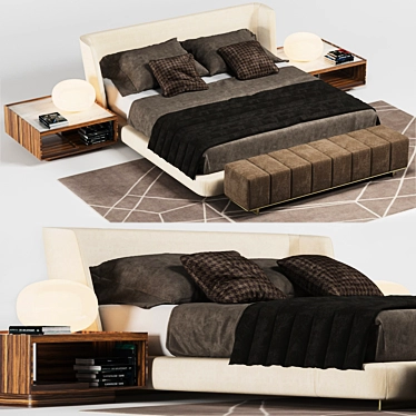 Luxury Minotti Creed Bed 3D model image 1 