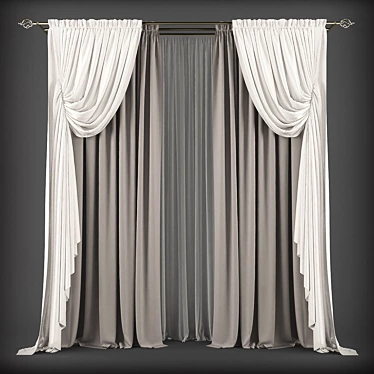 Classic Style Curtains 3D model image 1 