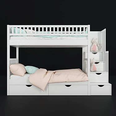 Artek Two-Level Kids Bed with Stairs 3D model image 1 