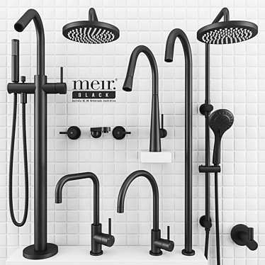 Meir Matte Black Bathroom & Kitchen Set 3D model image 1 