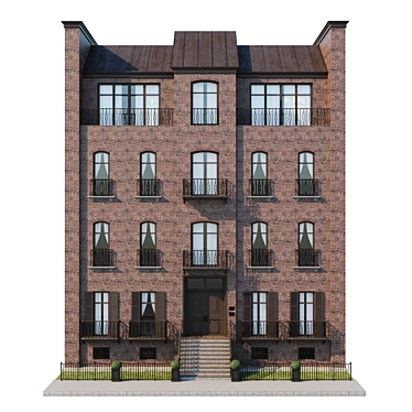 English Building Facade 3D model image 1 