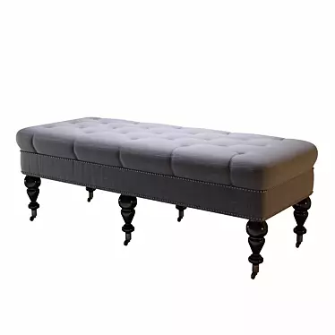 Elegant Charcoal Upholstered Bench 3D model image 1 