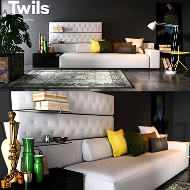 Elegant Twils Living Set 3D model image 1 