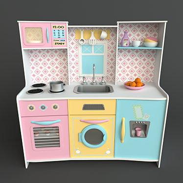 Sweet Treats Kids Kitchen: Realistic Design, Durable Wood Construction 3D model image 1 
