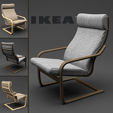 Modern Comfort: IKEA POÄNG Chair 3D model image 1 