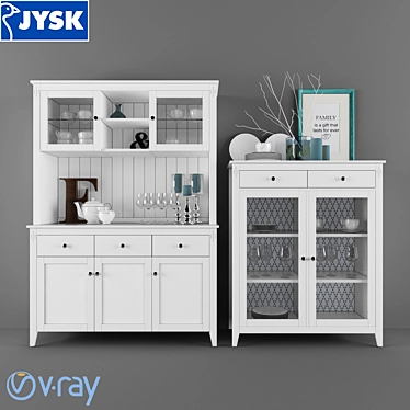 Elegant JUSK Cabinet & Sideboard Set 3D model image 1 