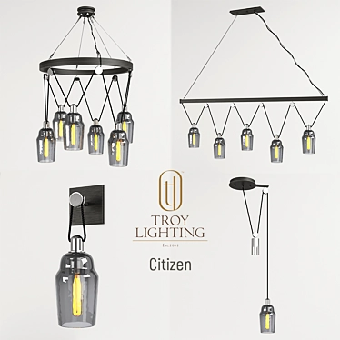 Elegant Citizen Chandelier Set 3D model image 1 