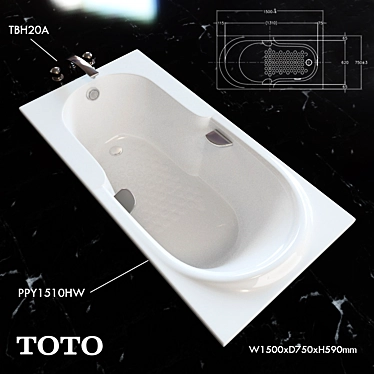 Luxury Toto Bathtub with Wave Faucet 3D model image 1 