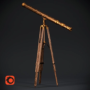 Vintage Brass Telescope on Tripod Stand 3D model image 1 