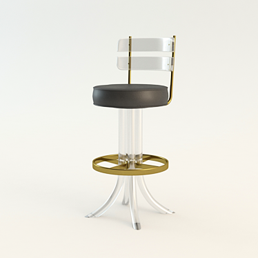 Elegant Swivel Bar Stool with Lucite & Brass 3D model image 1 