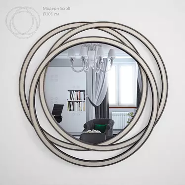 Scroll Frame Mirror: Modern Elegance for any Room 3D model image 1 