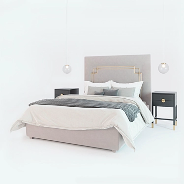 Elegant Bedside Tables: T014 Wood & Brass 3D model image 1 