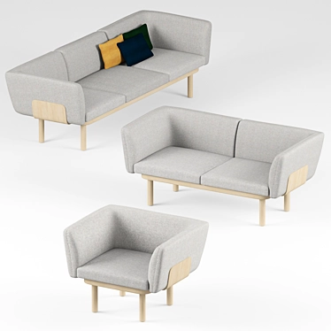 Modern French Egon Sofa 3D model image 1 