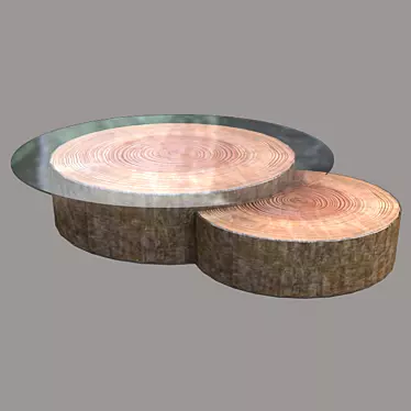 Round Wooden Living Room Table 3D model image 1 