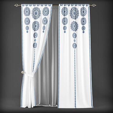 Title: Ethnic-Inspired Curtains 3D model image 1 