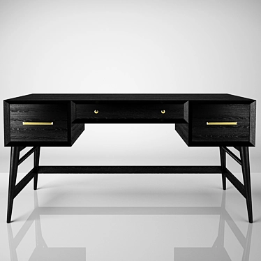 Sleek Black Writing Desk 3D model image 1 