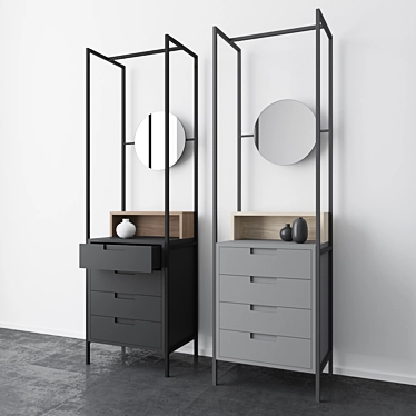Steel-framed Mirror Drawers: Alexandra 3D model image 1 