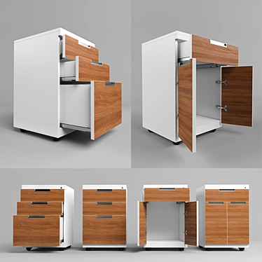 3-Drawer Lockable Mobile Pedestal 3D model image 1 