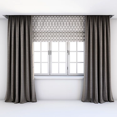 Elegant Quatrefoil Roman Curtains 3D model image 1 