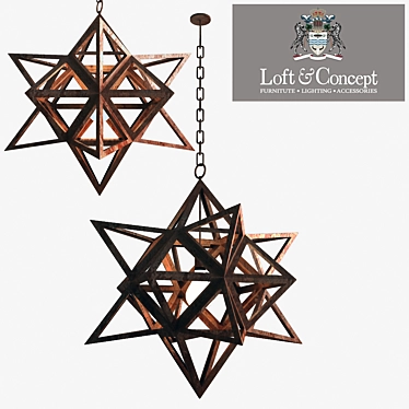 Vintage Iron Star Ceiling Light 3D model image 1 