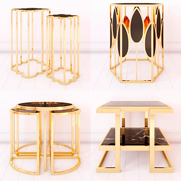 Elegant Golden Side Tables: Concentric, Florian, Vicenza, Senato 3D model image 1 