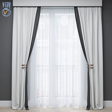 Elegant Window Drapes 3D model image 1 