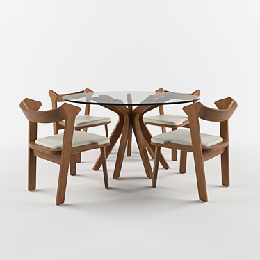 Aestha Dining Table Set: Handmade Brazilian Design 3D model image 1 