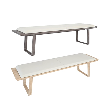 Modern Taupe & Walnut Dining Bench 3D model image 1 