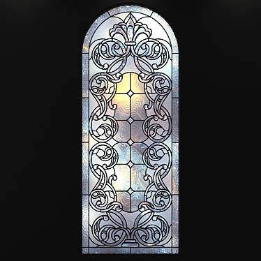 Elegant Arched Stained Glass Window 3D model image 1 