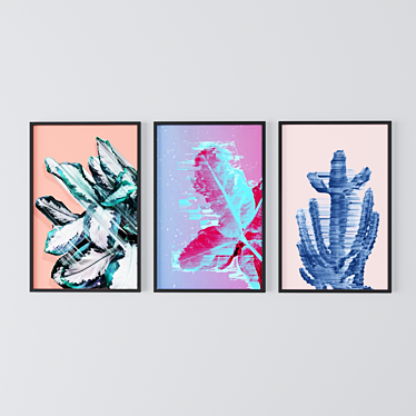 Botanical Bliss: Set of 5 Plant Paintings 3D model image 1 