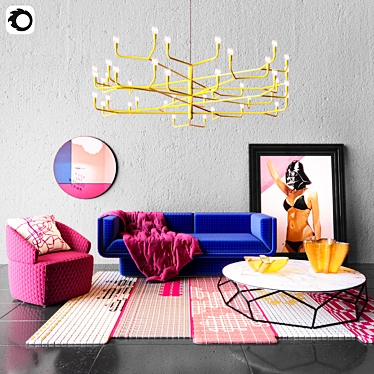 Pink Paradise Living Room Set 3D model image 1 