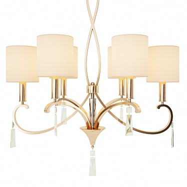 Elegant Freja Chandelier - Silver Metal, Fabric Shades 3D model image 1 