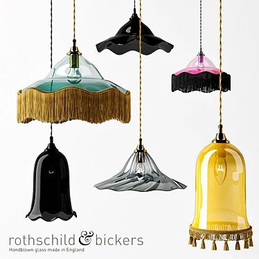 Elegant Handmade Glass Pendant Lamps 3D model image 1 