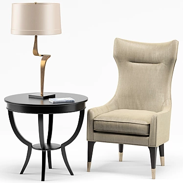 Gina Wing Chair, Thad Table Lamp, Scheffield End Table 3D model image 1 