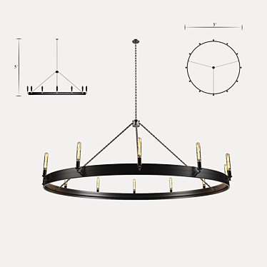 Elegant RH Round Chandelier 3D model image 1 