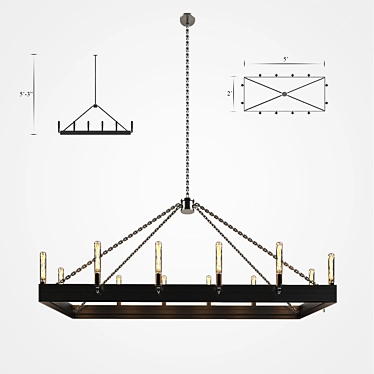 Elegant RH Chandelier 3D model image 1 