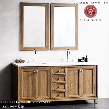 Chicago 72" Double Vanity by James Martin Vanities 3D model image 1 