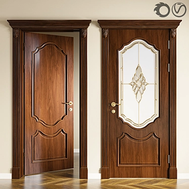 Title: Classic Style Single Door 3D model image 1 