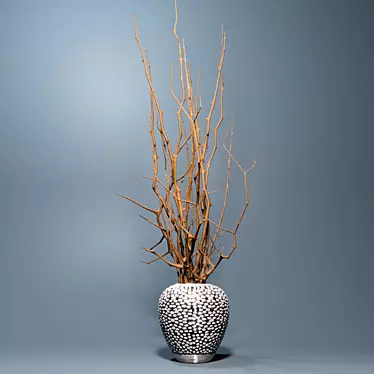 Metallic Vase with Branches 3D model image 1 