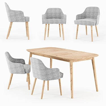 Nordic Odense Dining Table & Lucia Dining Chair Combo 3D model image 1 