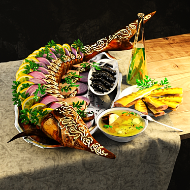 Savory Sturgeon Delight 3D model image 1 