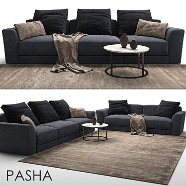 Jesse Pasha Sofa: Sleek and Stylish 2-Seater 3D model image 1 