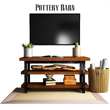 Griffin Reclaimed Wood TV Stand - Rustic Entertainment Center 3D model image 1 