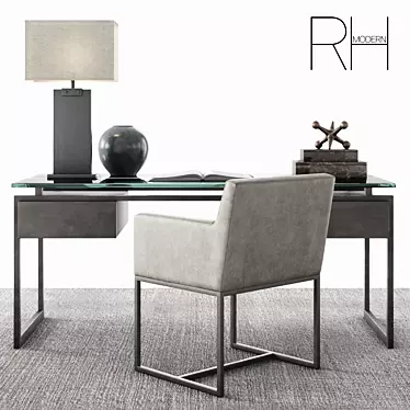 Elegant RH Latour Desk Set 3D model image 1 