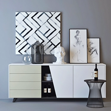 Modern Diagonal Sideboard: Stylish and Functional 3D model image 1 