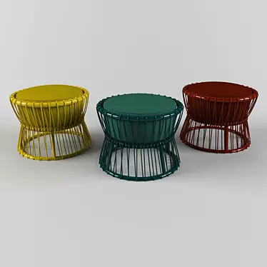 Rattan Garden Pouf 3D model image 1 